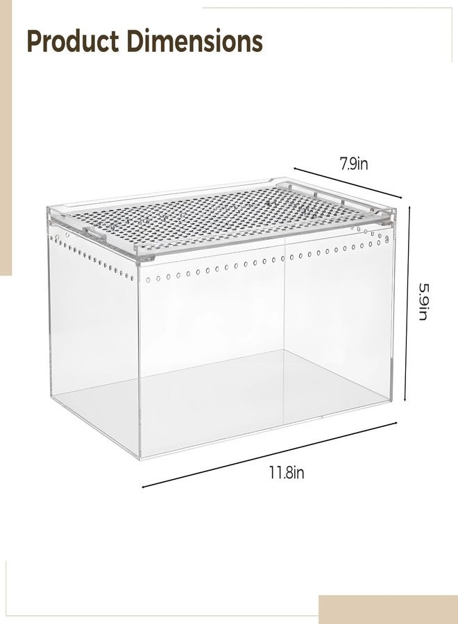 Varku Reptile Terrarium Enclosure, 11.8 x 7.9 x 5.9 in / 30 x 20 x 15 cm Acrylic Tarantula Breeding Box, Transparent Jumping Spider Cage, Snake Terrarium - Image 5